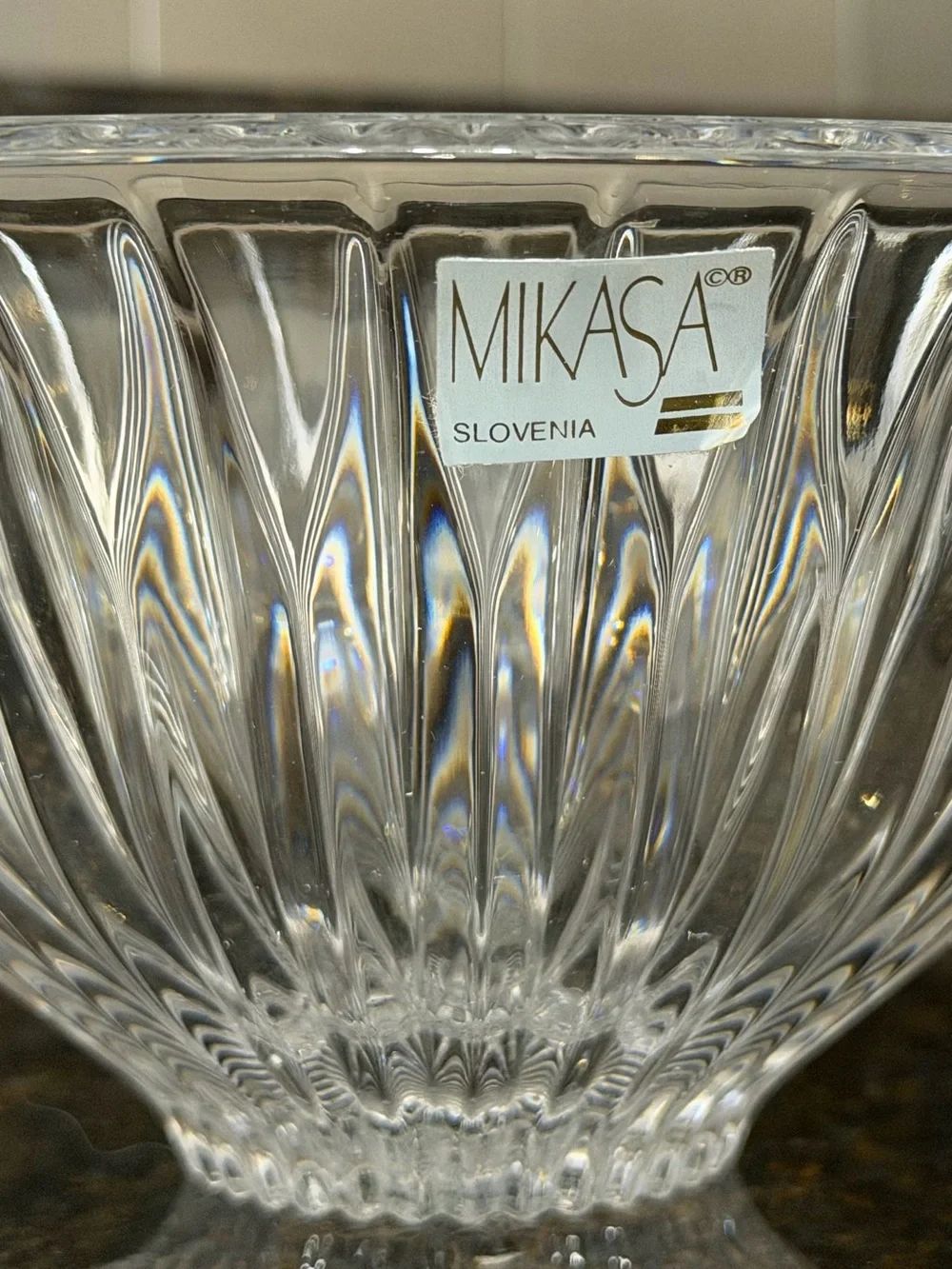 Mikasa Tiara 6” Crystal Bowl | Vintage Slovenia Glass Bowl | Original Sticker